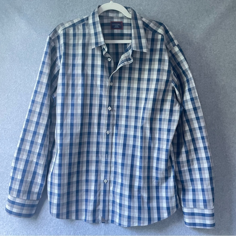 Untuckit Cotton Checkered Button Down Shirt Extra Large